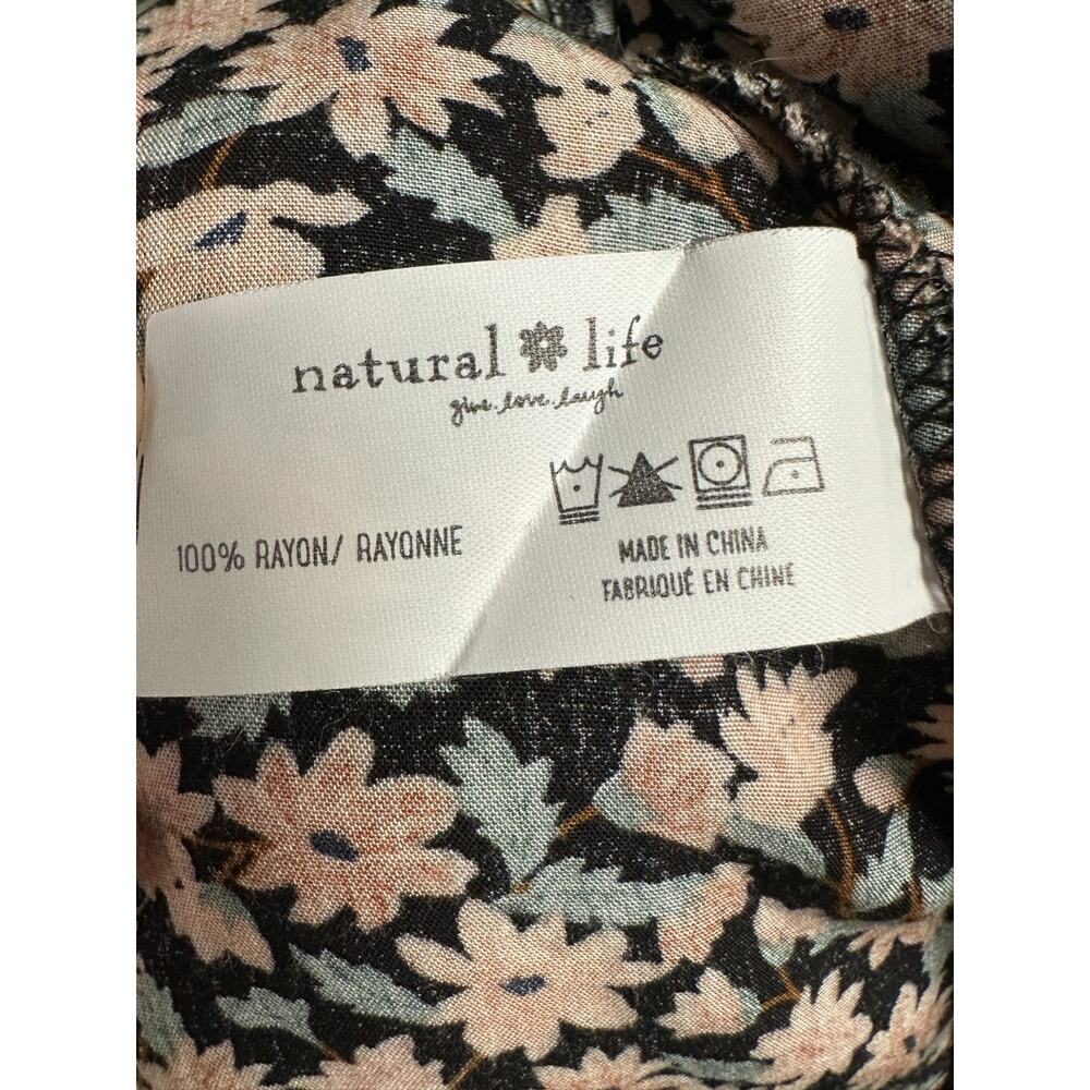 Natural Life Black Peach Floral Maxi Dress L/XL Square Neck Boho Cottagecore - Picture 15 of 16
